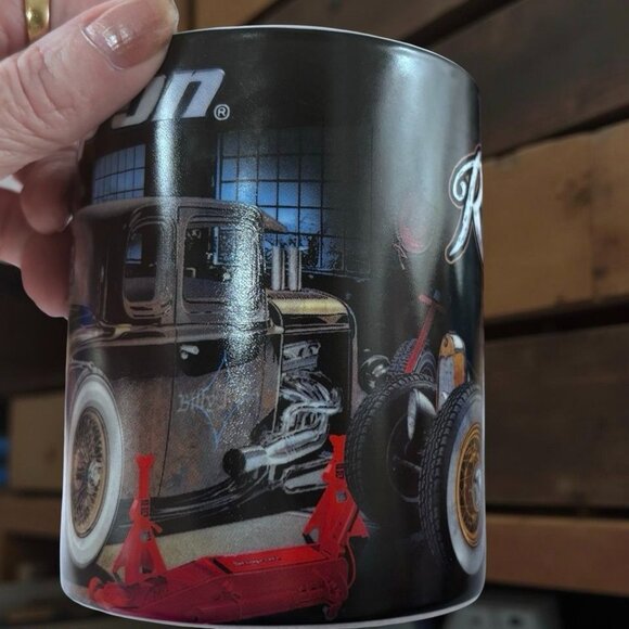 Snap-On “Rat Pack” Hot Rod Mug • Vintage Mechanic Coffee Cup • Rat Rod Garage Ar - Picture 3 of 7